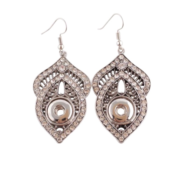 Snap Charm Statement Filigree Dangle Earrings for Mini Snaps Includes Snaps - Picture 4 of 7